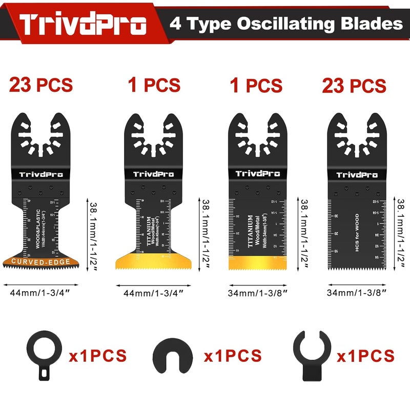 TrivdPro Multitool Blades Multi-Tool Blades Kits - 48pcs Oscillating Tool Blade Oscillating Saw Blades for Metal Wood Plastic Fits Dewalt Milwaukee Ryobi Fein Bosch - Image 2